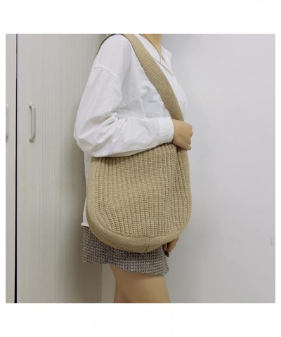 Hobo Knit Crochet Tote Bag for Women Handmade Woven Aesthetic Women's Cute Casual High Capacity Shoulder Handbags Khaki $9.66...