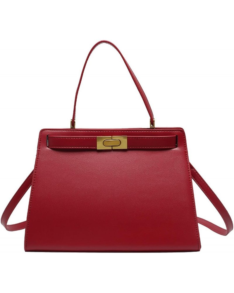 Red Kelly Bridal Bag Handbag Women's Bag Large Capacity Bag Women's New Texture One Shoulder Crossbody Bag Red $25.02 Shoulde...