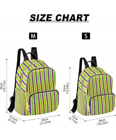 Mardi Gras Women Backpack Purple Green Yellow Stripes Travel Bag Compact Daily Bag Medium $14.25 Backpacks