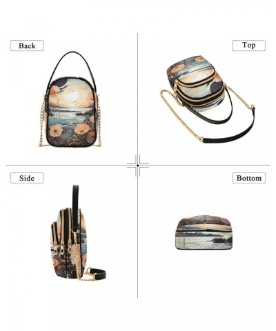 Flowers and Sunset Womens Sling Backpack Crossbody Chain Shoulder Bags Waist Packs Multipurpose Handbags for Travel Shopping ...