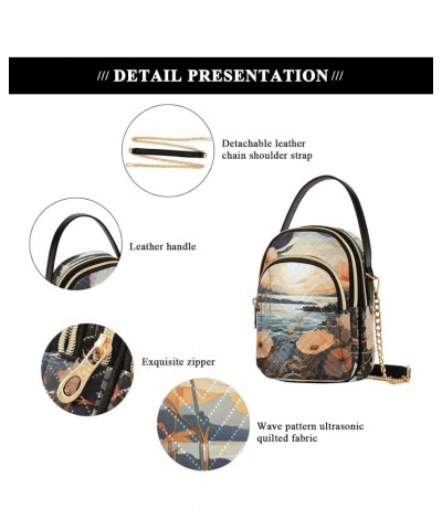 Flowers and Sunset Womens Sling Backpack Crossbody Chain Shoulder Bags Waist Packs Multipurpose Handbags for Travel Shopping ...