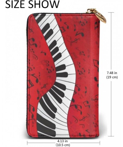 Long Handbag Purse Wristlet Bag Card Holder Wallet-Piano Music Note Leather Wallet For Women Men $26.68 Wristlets