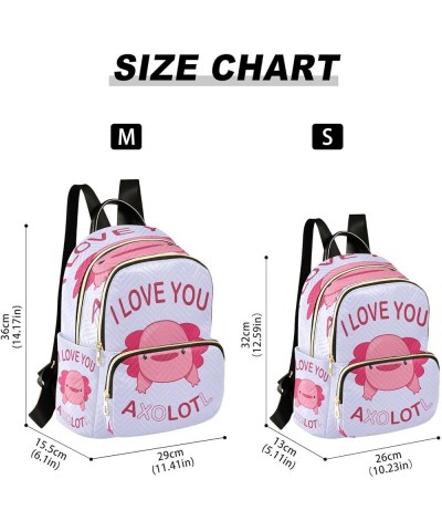 Backpack Purse for Women Valentine's Day Axolotl, Mini Fashion Backpack Love You A Lot Kawaii Lightweight Casual Daypack Shou...