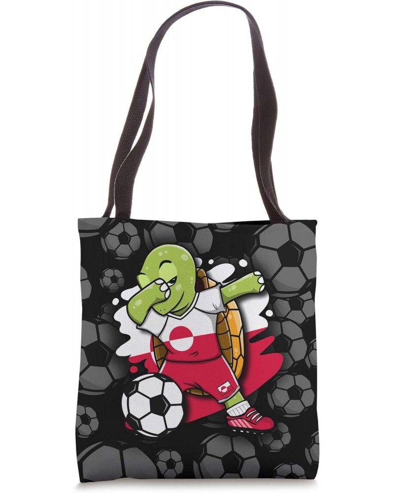 Dabbing Turtle Greenland Soccer Fans Jersey Football Lovers Tote Bag $10.76 Totes