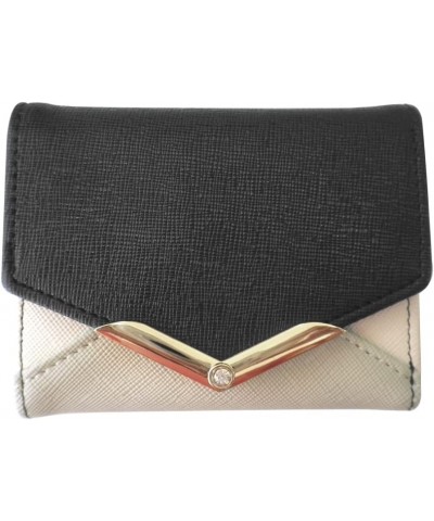 V Shape Bijou Simple Stretch Cat Letter Wallet JW0299.V Black $19.47 Wallets