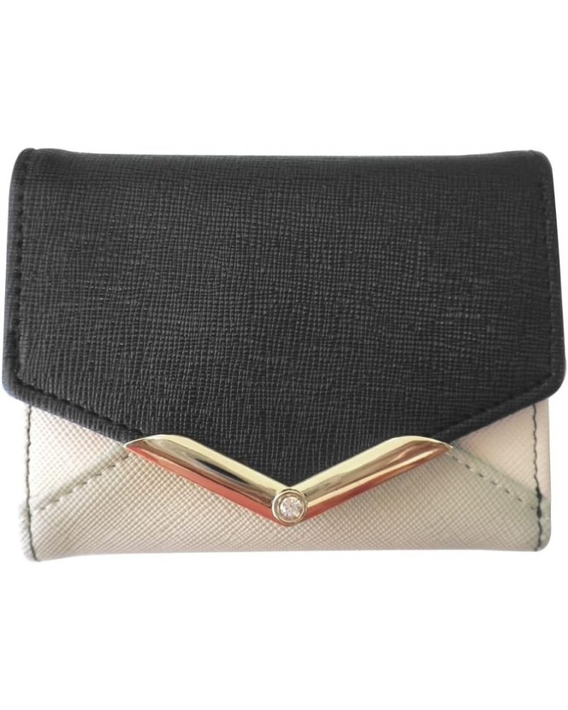 V Shape Bijou Simple Stretch Cat Letter Wallet JW0299.V Black $19.47 Wallets