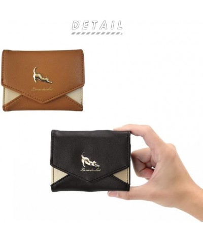 V Shape Bijou Simple Stretch Cat Letter Wallet JW0299.V Black $19.47 Wallets