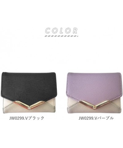 V Shape Bijou Simple Stretch Cat Letter Wallet JW0299.V Black $19.47 Wallets