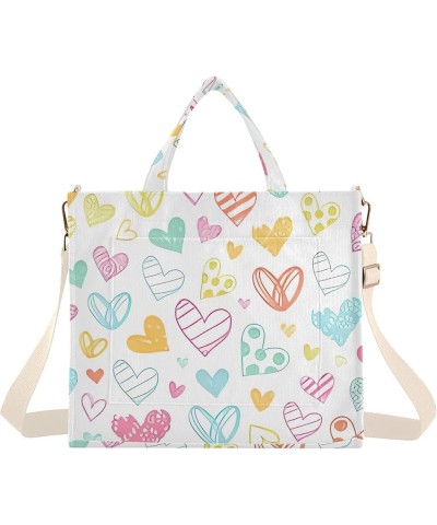 Cute Sloth Womens Totes Bags Crossbody Handbag Personalized Totes Crossbody Tote Colorful Heart Doodles Love $9.68 Totes