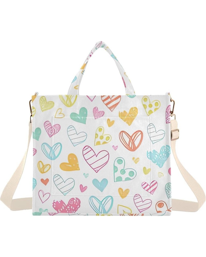 Cute Sloth Womens Totes Bags Crossbody Handbag Personalized Totes Crossbody Tote Colorful Heart Doodles Love $9.68 Totes