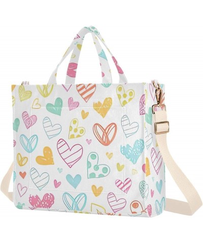 Cute Sloth Womens Totes Bags Crossbody Handbag Personalized Totes Crossbody Tote Colorful Heart Doodles Love $9.68 Totes