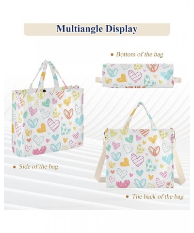 Cute Sloth Womens Totes Bags Crossbody Handbag Personalized Totes Crossbody Tote Colorful Heart Doodles Love $9.68 Totes