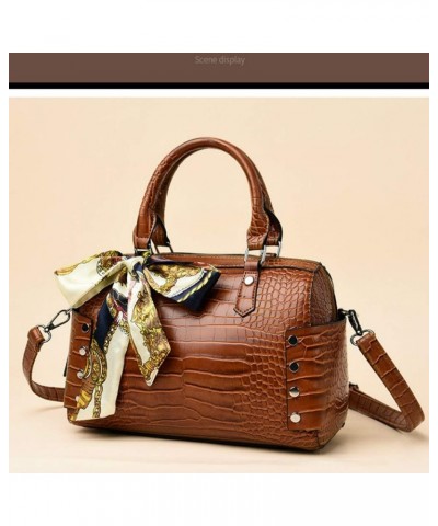 Women's Patent Leather Totes Elegant Handbag Crocodile Pattern Top Handle Purse (black) Brown $41.40 Totes