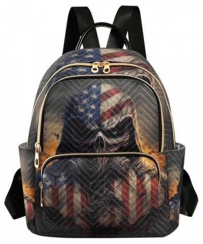 Small Fashion Backpack for Women Skull with Usa Flag Print Ladies Travel Daypack Aesthetic Shoulder Bag 10.2×5.1×12.5 IN $17....