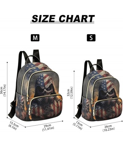 Small Fashion Backpack for Women Skull with Usa Flag Print Ladies Travel Daypack Aesthetic Shoulder Bag 10.2×5.1×12.5 IN $17....