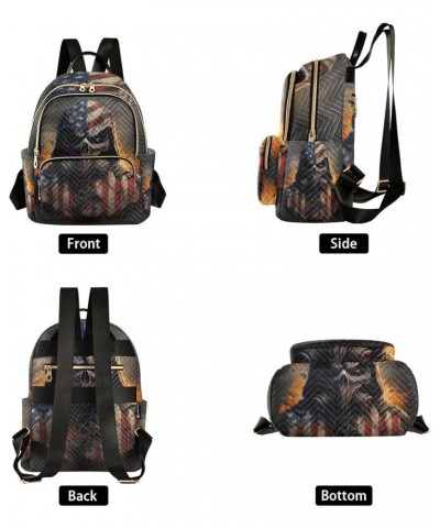 Small Fashion Backpack for Women Skull with Usa Flag Print Ladies Travel Daypack Aesthetic Shoulder Bag 10.2×5.1×12.5 IN $17....