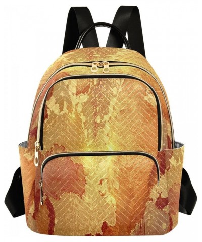 Backpack Purse for Women Gold Orange Marble Sparkles, Mini Fashion Backpack Lightweight Casual Daypack Shoulder Bag Travel Ba...