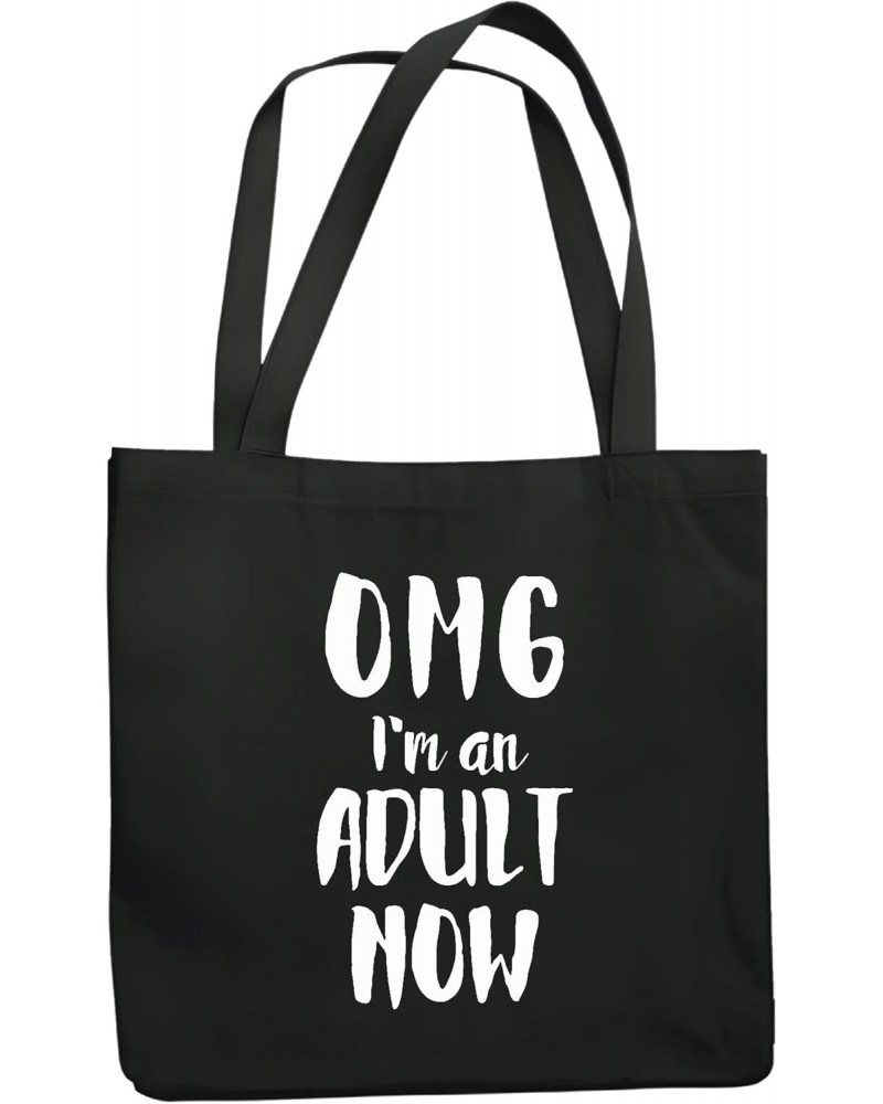 Omg I am an adult now Navy Black Multicolor Canvas Tote Bag $13.60 Totes