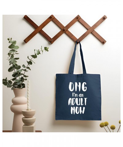 Omg I am an adult now Navy Black Multicolor Canvas Tote Bag $13.60 Totes