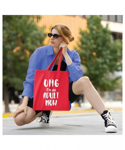 Omg I am an adult now Navy Black Multicolor Canvas Tote Bag $13.60 Totes