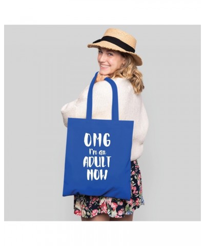 Omg I am an adult now Navy Black Multicolor Canvas Tote Bag $13.60 Totes