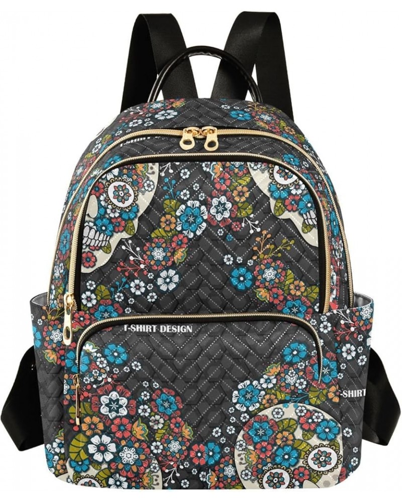 Embroidery Colorful Ethnic Flowers Skull Casual Fashion Polyester Travel Rucksack Shoulder Bag Color Medium $15.54 Backpacks