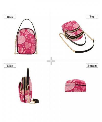 Valentine's Day Pattern with Hearts Small Crossbody Bag Functional Multi Pocket Bag Shoulder Handbag $16.81 Crossbody Bags