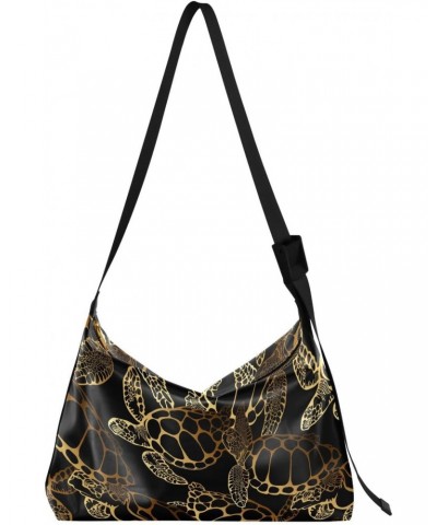 Golden Sea Turtle Boho Men Crossbody Purse Waterproof Women's Shoulder Handbags Over The Shoulder Bag $17.48 Hobo Bags