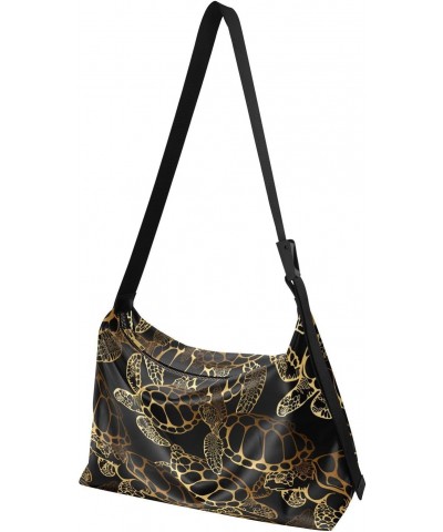 Golden Sea Turtle Boho Men Crossbody Purse Waterproof Women's Shoulder Handbags Over The Shoulder Bag $17.48 Hobo Bags