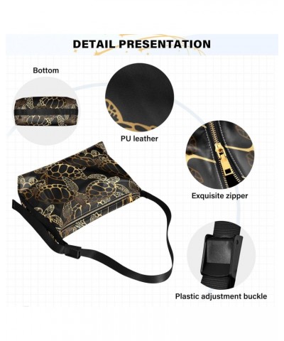 Golden Sea Turtle Boho Men Crossbody Purse Waterproof Women's Shoulder Handbags Over The Shoulder Bag $17.48 Hobo Bags