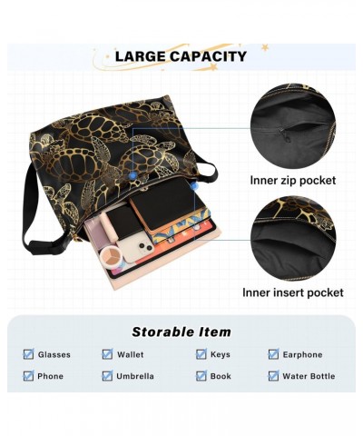 Golden Sea Turtle Boho Men Crossbody Purse Waterproof Women's Shoulder Handbags Over The Shoulder Bag $17.48 Hobo Bags