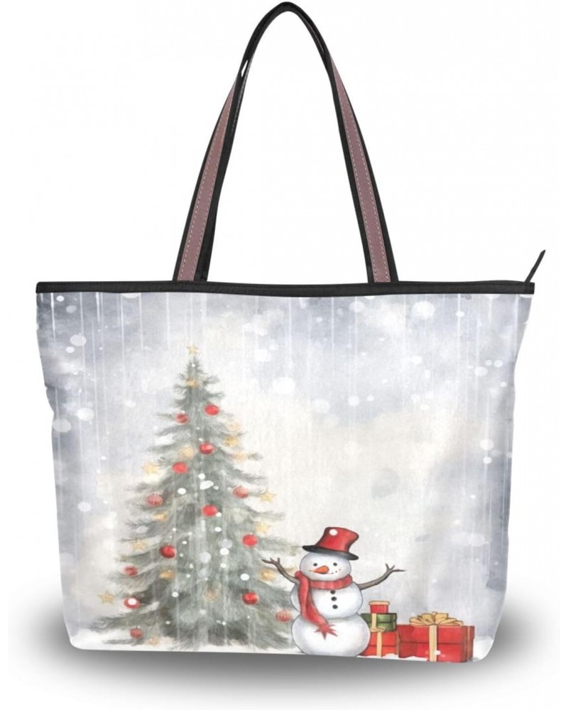 Christmas Snowman Tote Bag for Women Casual Shoulder Bag Women Hobo Bag Top Handle Handbag for Shopping Travel Work $12.59 Totes