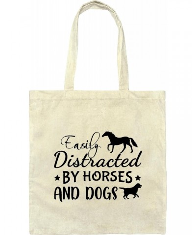 Gift for Dog and Horse Lovers Funny Humorous Designs Natural White Multicolor Canvas Tote Bag $11.89 Totes