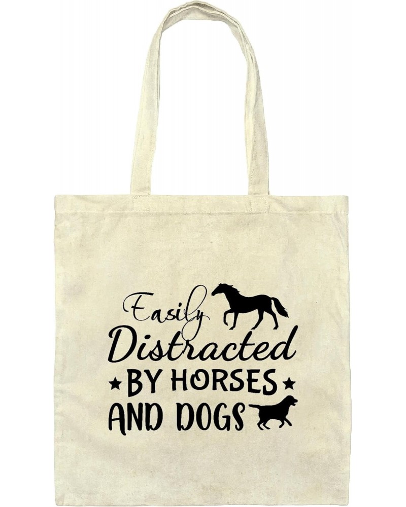 Gift for Dog and Horse Lovers Funny Humorous Designs Natural White Multicolor Canvas Tote Bag $11.89 Totes