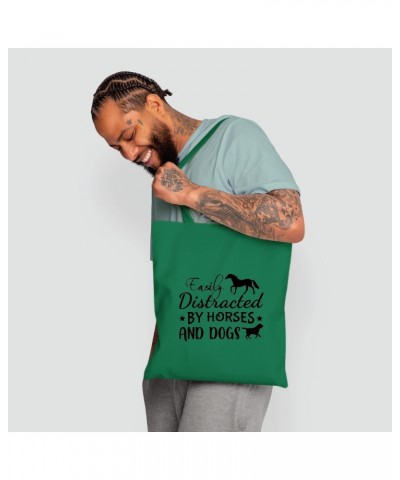 Gift for Dog and Horse Lovers Funny Humorous Designs Natural White Multicolor Canvas Tote Bag $11.89 Totes