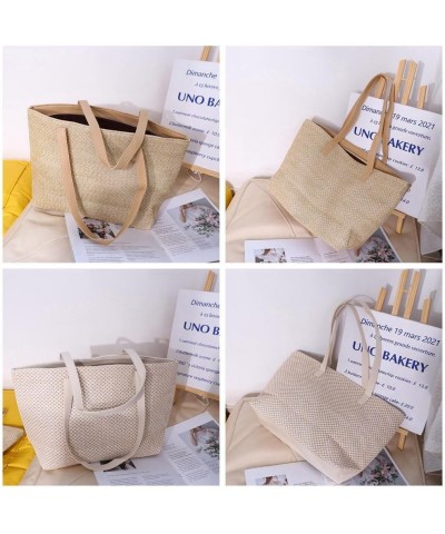 Women Straw Woven Tote Large Beach Handmade Weaving Shoulde Bag Woven Summer Tote Handmade Shoulder Bag Handbag Khaki $8.66 T...