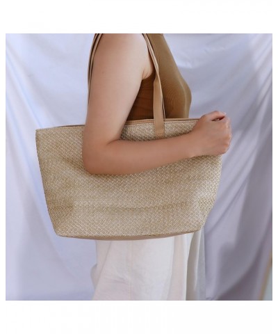 Women Straw Woven Tote Large Beach Handmade Weaving Shoulde Bag Woven Summer Tote Handmade Shoulder Bag Handbag Khaki $8.66 T...