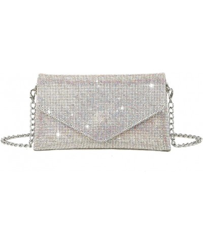 Crystals Envelope Rhinestone Clutch Purse Rubber Soles Drills Diamond Evening Shoulder Purses Wedding Party 2302-SilverAB 230...