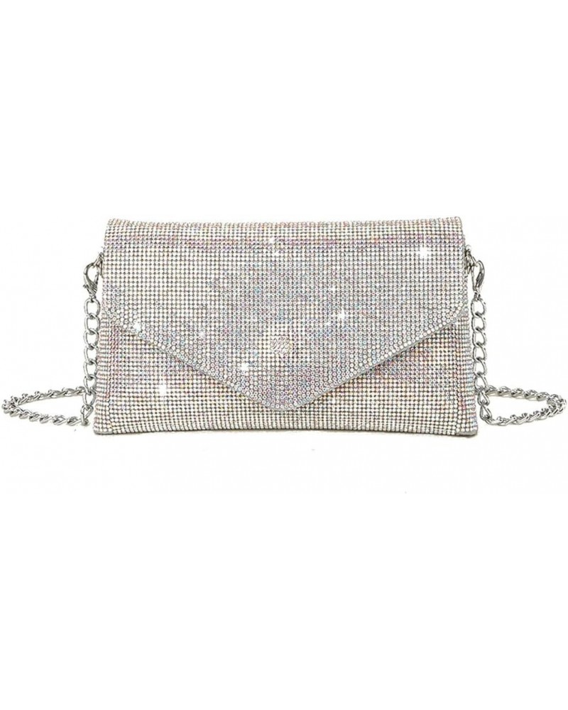 Crystals Envelope Rhinestone Clutch Purse Rubber Soles Drills Diamond Evening Shoulder Purses Wedding Party 2302-SilverAB 230...