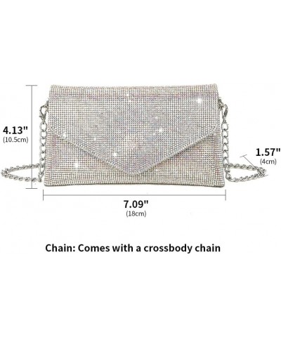 Crystals Envelope Rhinestone Clutch Purse Rubber Soles Drills Diamond Evening Shoulder Purses Wedding Party 2302-SilverAB 230...