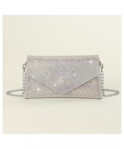 Crystals Envelope Rhinestone Clutch Purse Rubber Soles Drills Diamond Evening Shoulder Purses Wedding Party 2302-SilverAB 230...