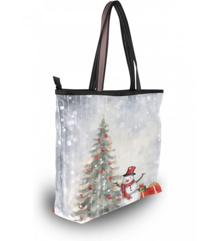 Christmas Snowman Tote Bag for Women Casual Shoulder Bag Women Hobo Bag Top Handle Handbag for Shopping Travel Work $12.59 Totes