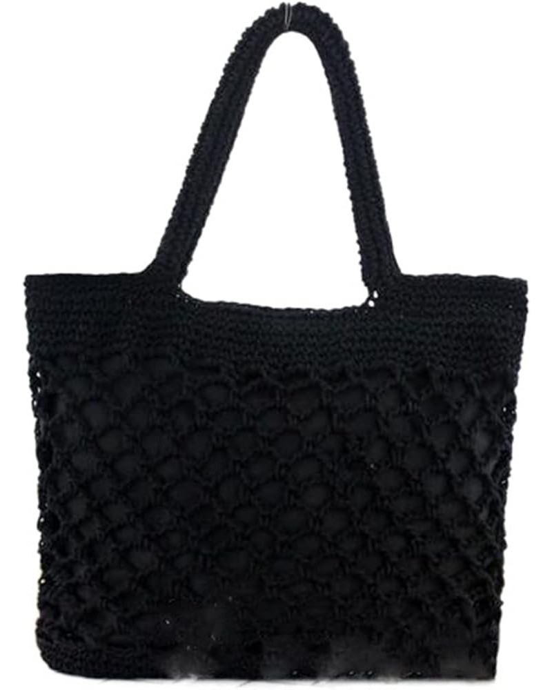 Crochet Beach Handbag for Girls Summer Straw Rope Hollow Out Hand Woven Totes Bag Women Hollow Knitting Handbag Black $26.41 ...