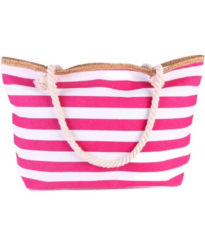 Canvas handbag striped fashion style cotton string portable bag Mori style women's shoulder bag Red $26.88 Totes