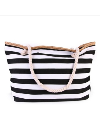 Canvas handbag striped fashion style cotton string portable bag Mori style women's shoulder bag Red $26.88 Totes