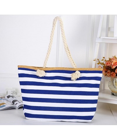 Canvas handbag striped fashion style cotton string portable bag Mori style women's shoulder bag Red $26.88 Totes