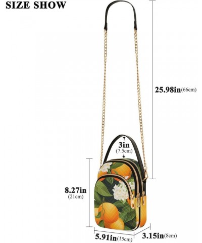 Orange and Flowers Womens Sling Backpack Crossbody Chain Shoulder Bags Waist Packs Multipurpose Handbags for Travel Shopping ...