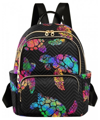 Ocean Women Backpack Neon Sea Turtle Anti-Theft Travel Backpack with Luggage Belt Lightweight Handbag Lady Purse Roomy Double...