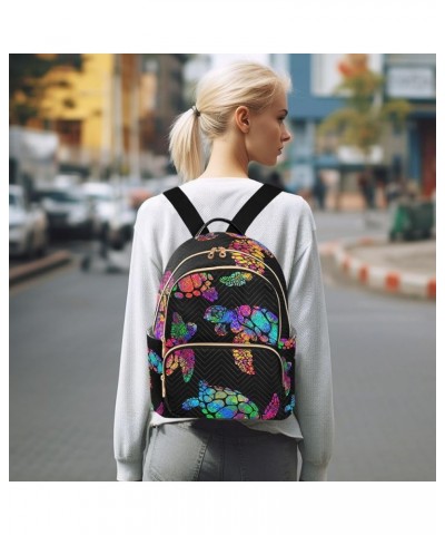 Ocean Women Backpack Neon Sea Turtle Anti-Theft Travel Backpack with Luggage Belt Lightweight Handbag Lady Purse Roomy Double...