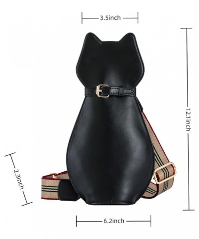 Novely Cat Shaped Sling Handbags Faux Leather Cross Chest Shoulder Bag Purse for Women C-black $11.25 Crossbody Bags